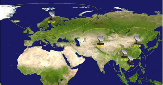 中国遥感卫星地面站接收站网布局及接收覆盖范围示意图（图片来源：空天信息创新研究院）