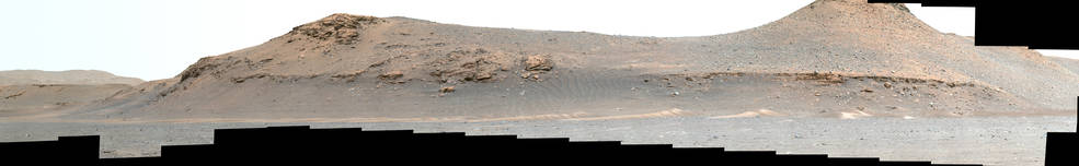 毅力号火星车Mastcam-Z系统4月11日拍摄的杰泽罗陨石坑古河流三角洲全景图。